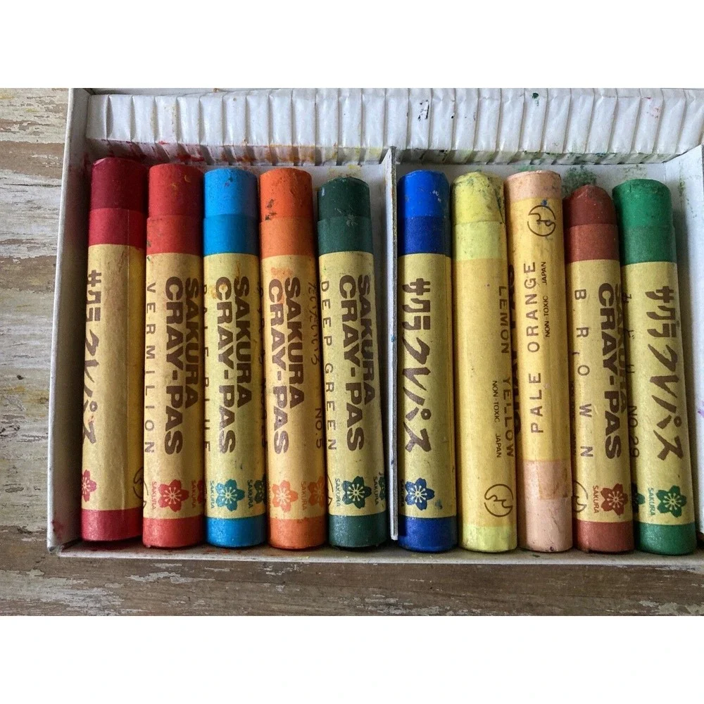 Vintage artist art drawing supplies Sakura Cray Pas Jumbo oil pastels 25 sticks